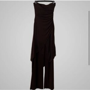 Brown strapless jumpsuit